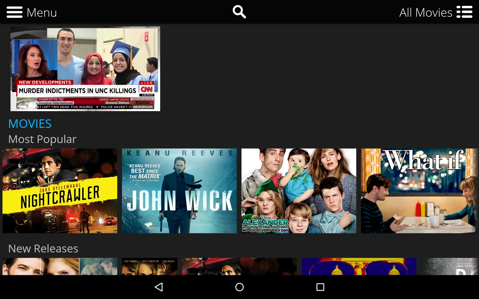 Movies for rent on the Android app