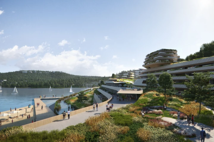 Several of Gyeongdo Island's buildings will be part-buried into the ground and will incorporate significant greenery