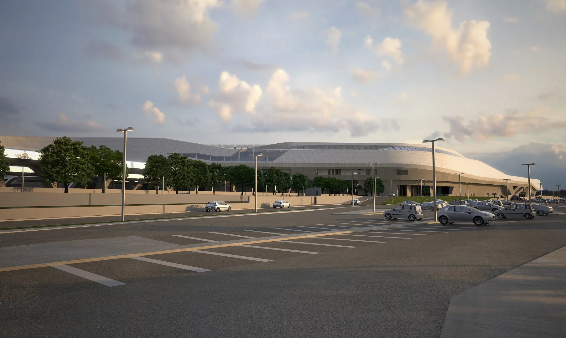 Exterior rendering depicting the completed Napoli Afragola train station