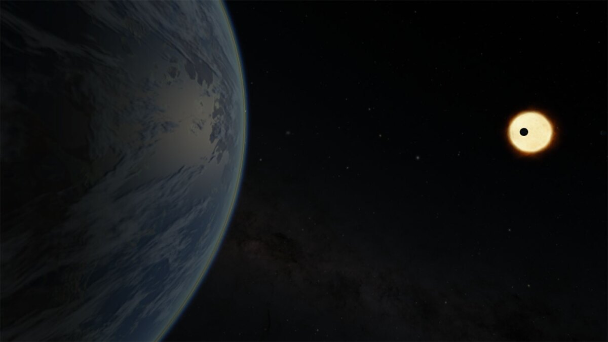 Still shot from the newly released Spitzer VR tour of the TRAPPIST-1 system