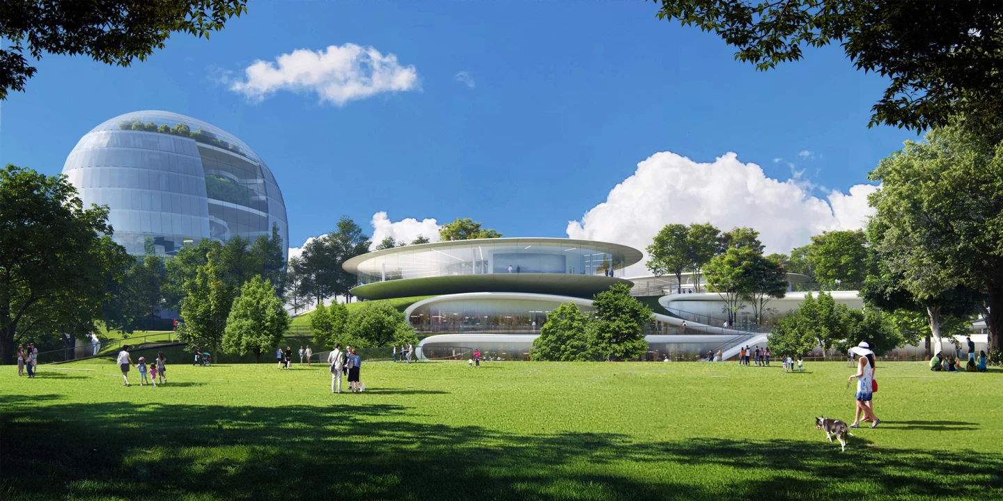Train Station in the Forest will include some greenery topped buildings