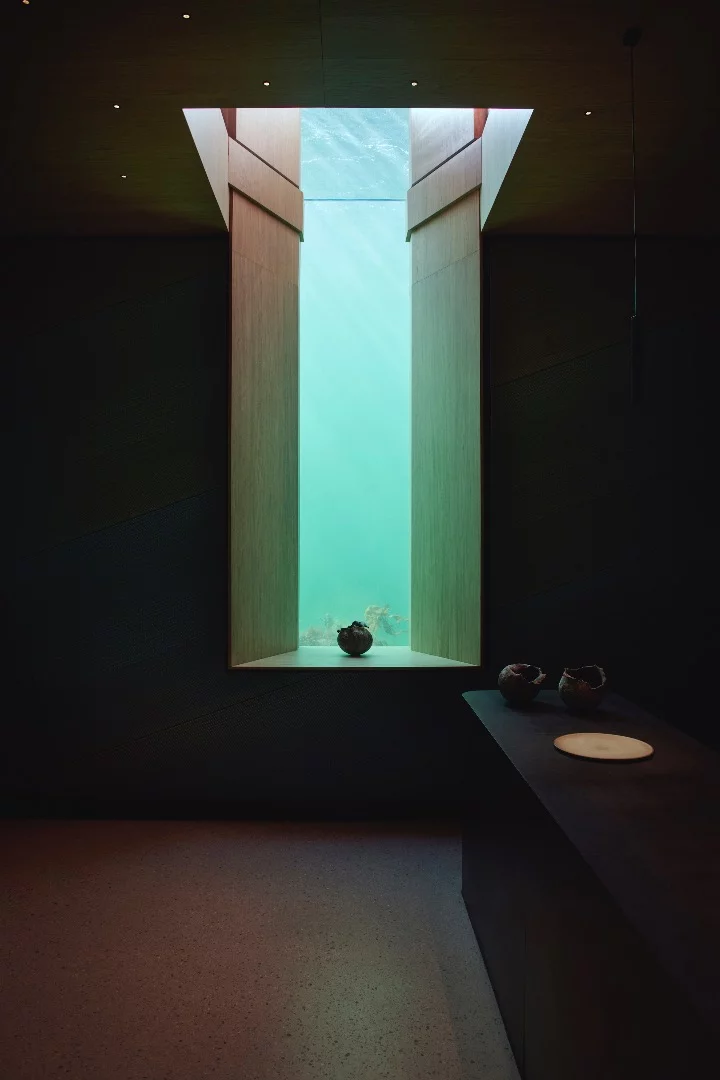 Under's interior features multiple windows