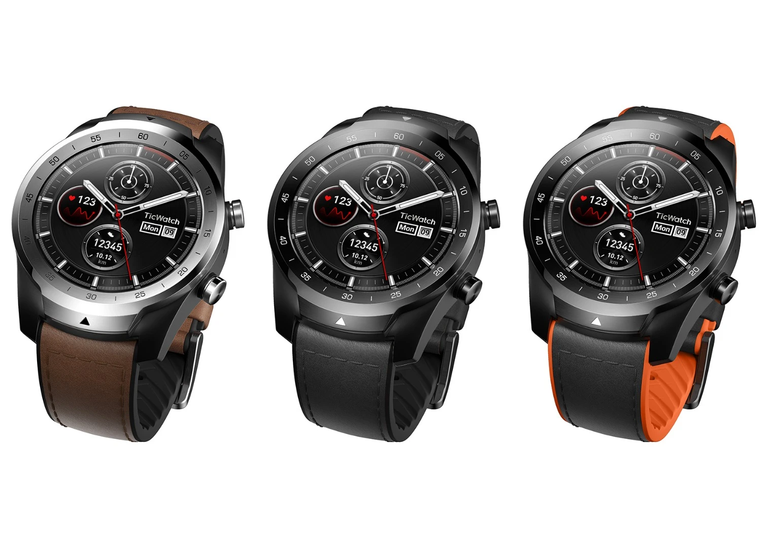 Black and silver casings are available for the Ticwatch Pro, with a small choice of straps