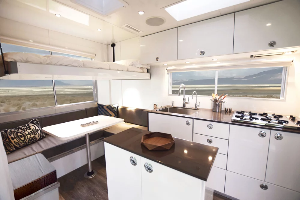 Kitchen area of Hofmann Architecture's Living Vehicle mobile home