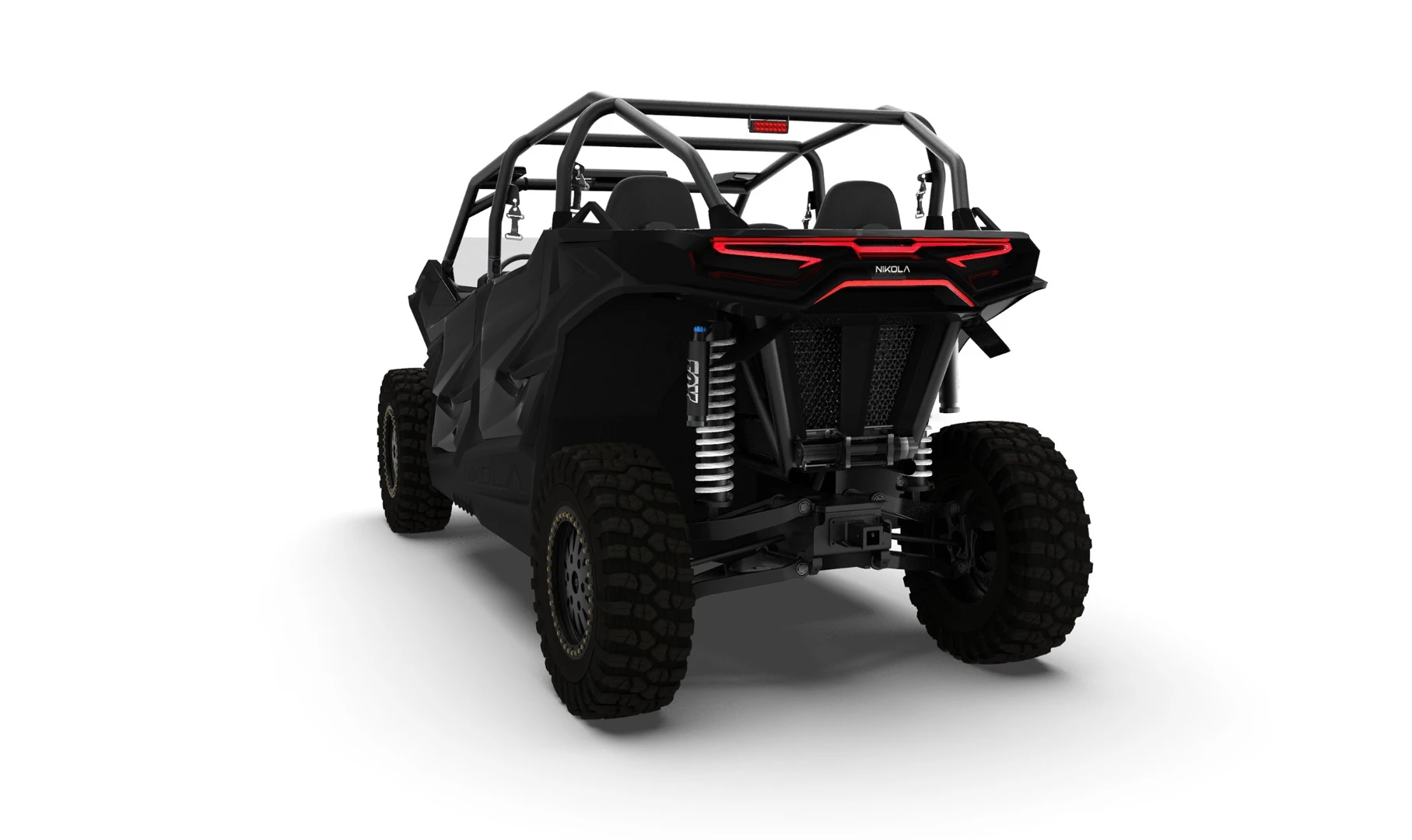 The Nikola NZT features 33-inch Kevlar reinforced tires and 20-inch Fox suspension