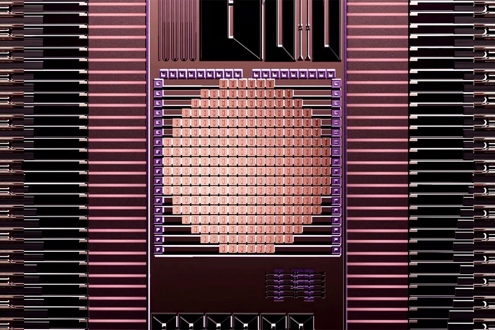 A close-up of the Taara chip, which is the size of a fingernail