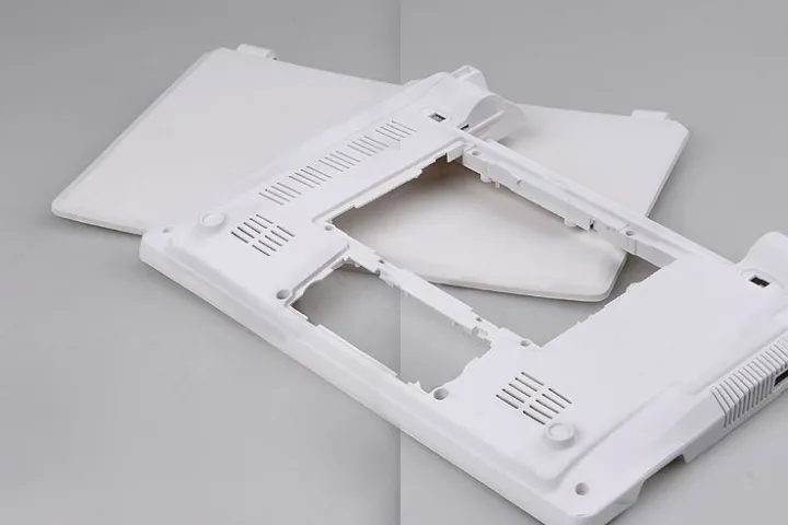 A laptop shell made from Paper PP Alloy, a new composite material made from recycled paper and polypropylene