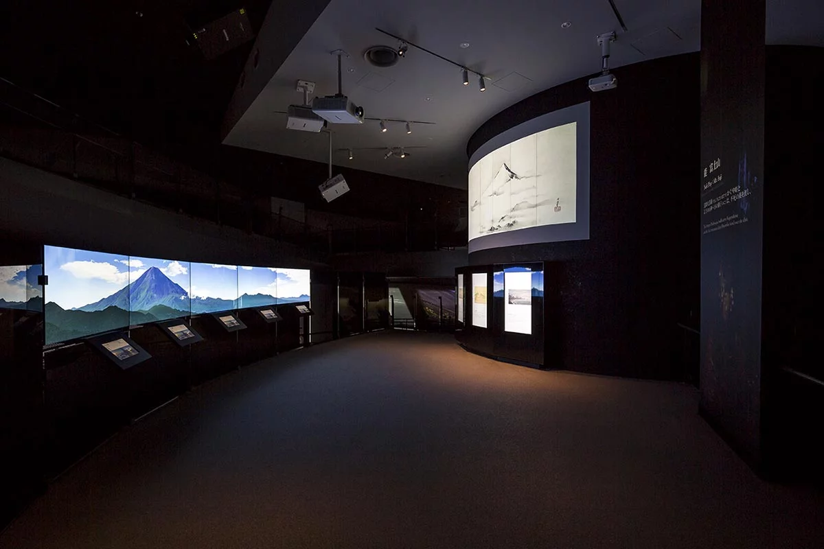 Inside the Mount Fuji Heritage Center are installations for visitors to learn more about the volcano's history
