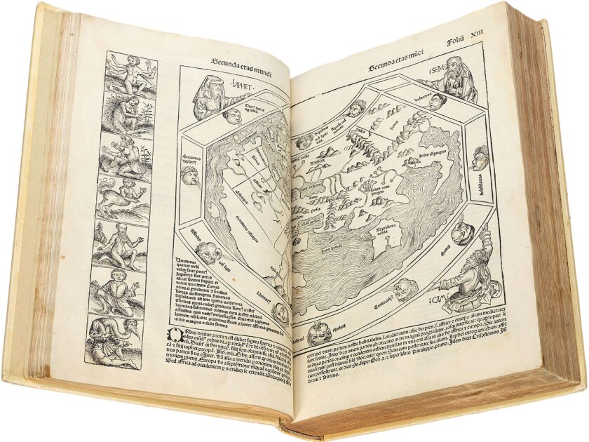 Bonhams describes the Nuremberg Chronicle (so described because it was published in Nuremberg) as the "most lavishly illustrated printed book of the 15th century," which is undoubtedly true. For starters, the Gutenberg Bible wasn't printed until 1455 and at the dawn of printing, illustration was rare.