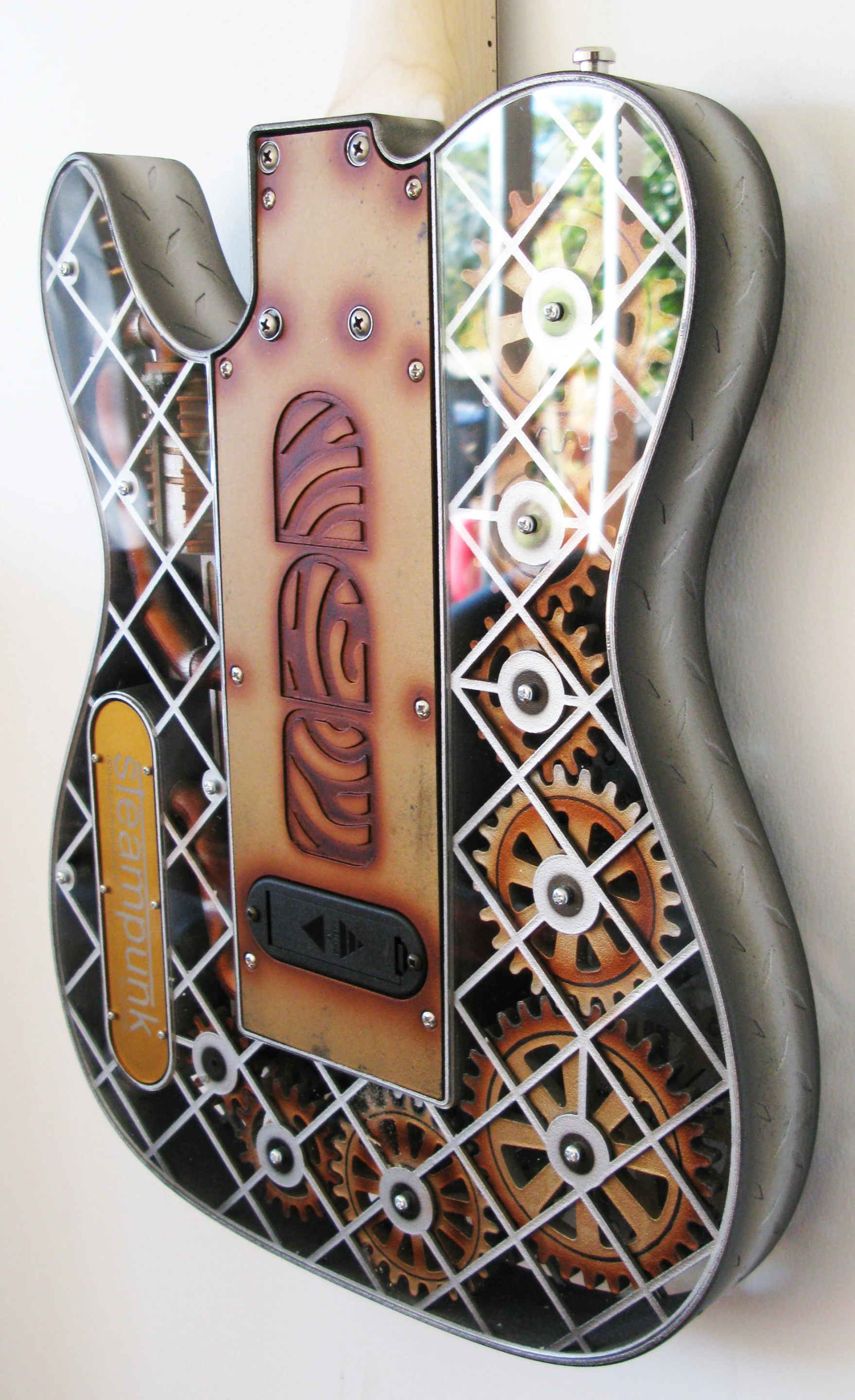 The rear of the Telecaster-shaped Steam Guitar from ODD Guitars