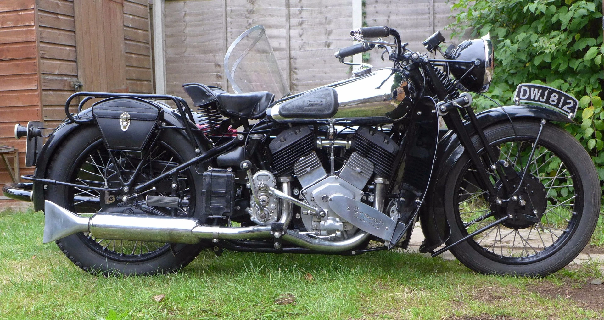 Launched in 1933, the 1,096cc 11-50 was the largest Brough Superior ever produced, and fitted into the Brough price range between the SS80 touring and SS100 super-sports models. Facilitating its sale abroad, the 11-50 featured sidecar mounts on both sides of the frame. It had been conceived as a long-legged, effortless tourer and was claimed by its maker to offer 85mph performance in solo form and pull a heavy sidecar at a comfortable 70mph; indeed, in the latter role it was one of the finest sidecar mounts of its day. Production lasted until 1939, by which time the 11-50 was the only JAP-powered machine in the Brough Superior range. The 1937 Brough Superior 1,096cc 11-50HP Combination was first owned by the Sheffield police, but had been beautifully restored and sold for £85,500 (US$103,977). The record for the model was set at Stafford in April, 2015 when the Earls Court Motorcycle Show 1937 Brough Superior 1,096cc 11-50hp sold for £147,100 ($223,364). A completely original 1934 Brough Superior 1,096cc 11-50hp in need of a complete restoration sold at this auction in 2015 for £93,340 ($144,113).