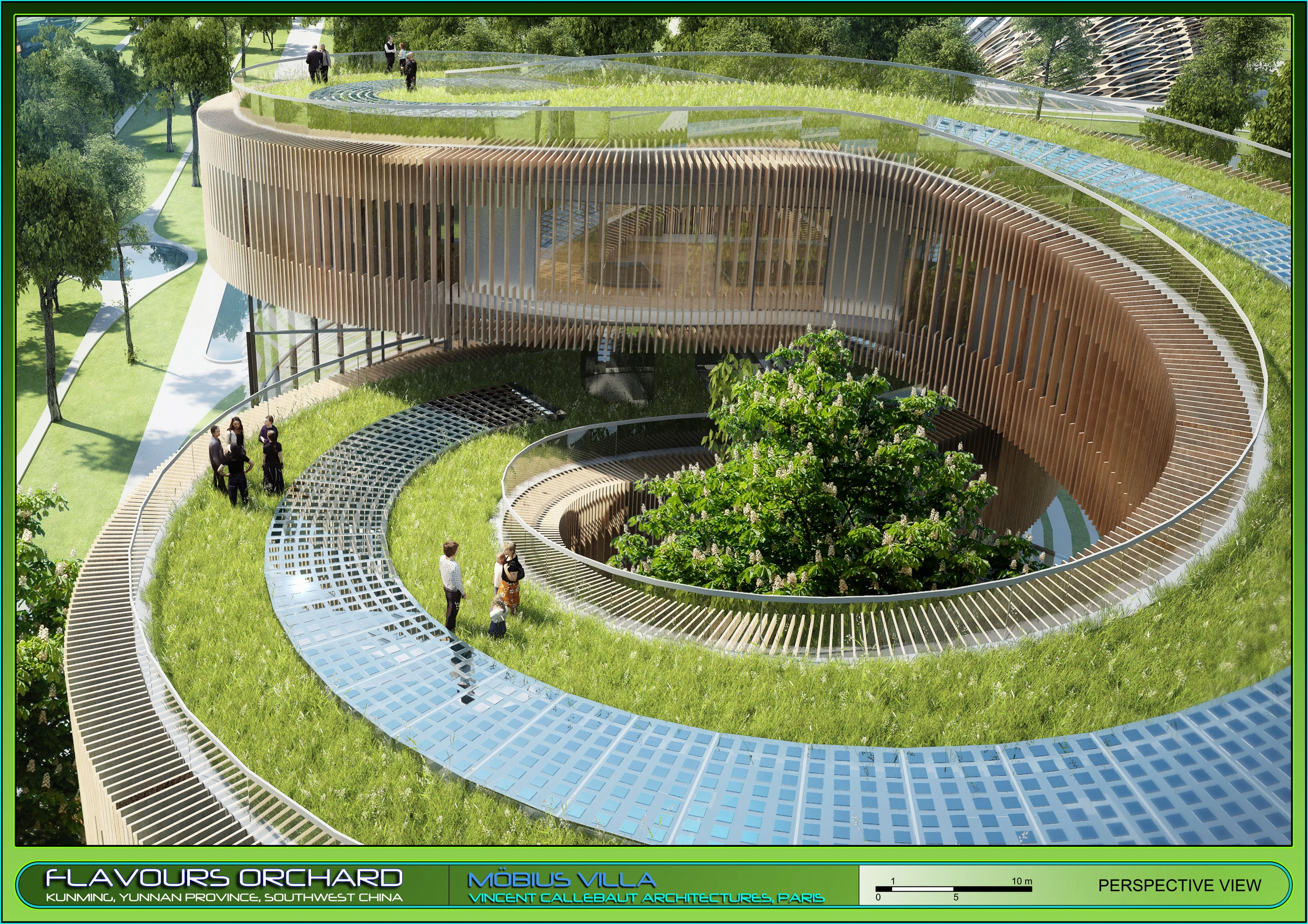 Mobius Villa bird's eye view of green roof (Image: Vincent Callebaut Architectures)
