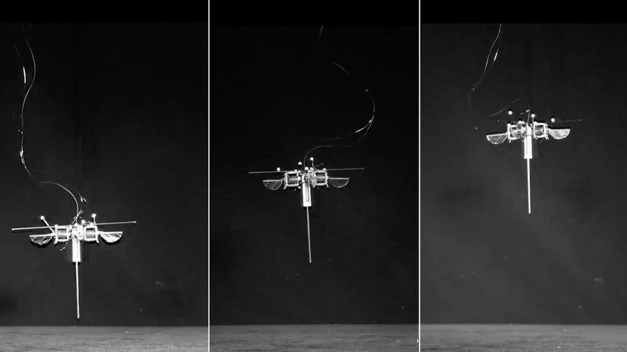 The robot takes to the air