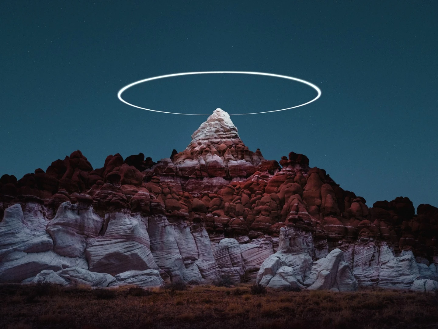 The second set of images in the Lux Noctis series incorporated halos lit by drones