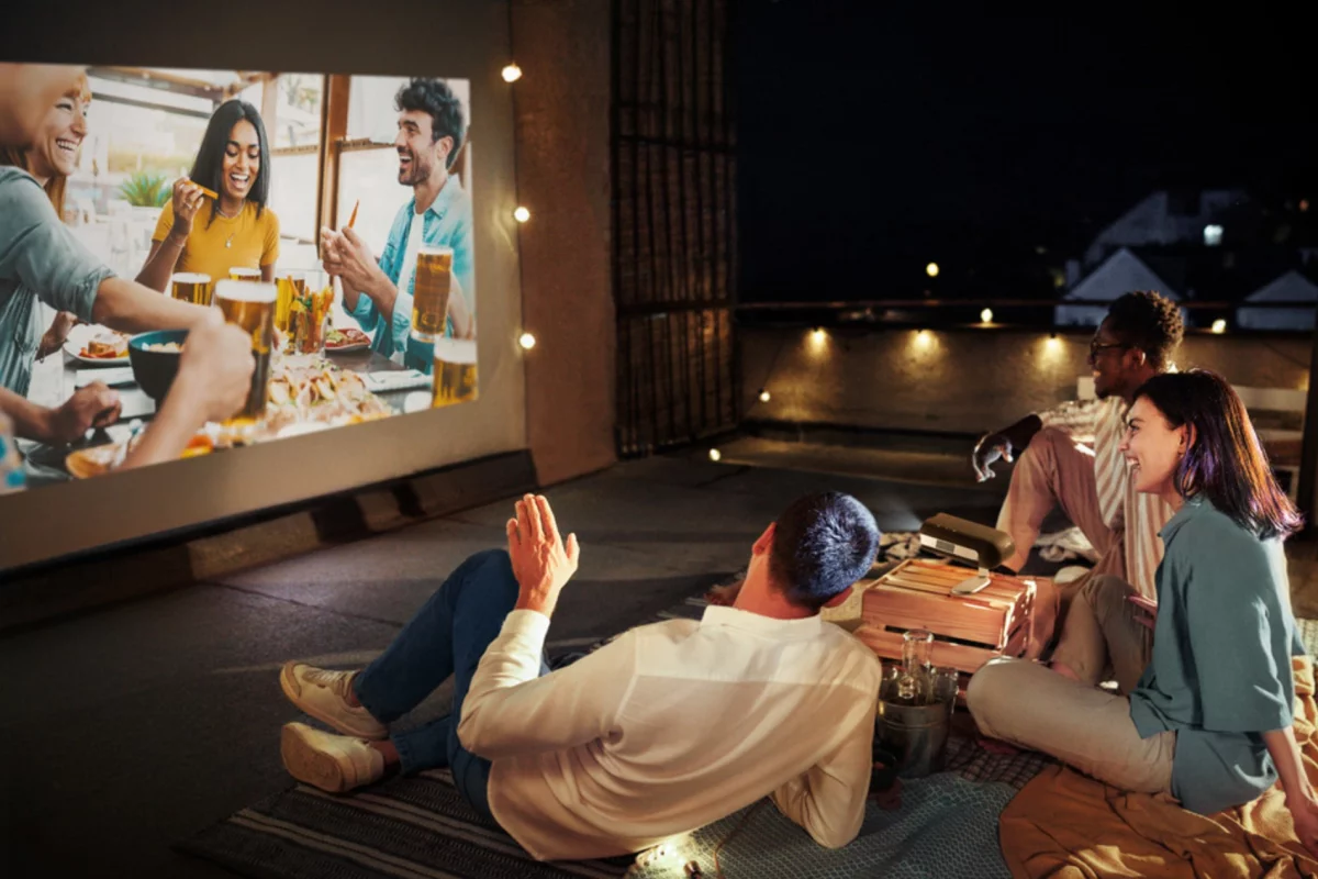 The M1 Max projector takes Google TV viewing to the backyard, sans cable
