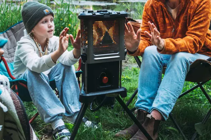 The Skullet serves as a camp heater and fireplace for chilly days and nights