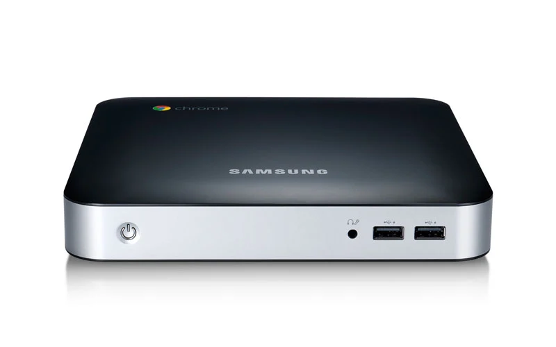 The Chromebox is a portable desktop, measuring 7.5 x 7.5 x 1.3 inches (19 x 19 x 3.3 cm)