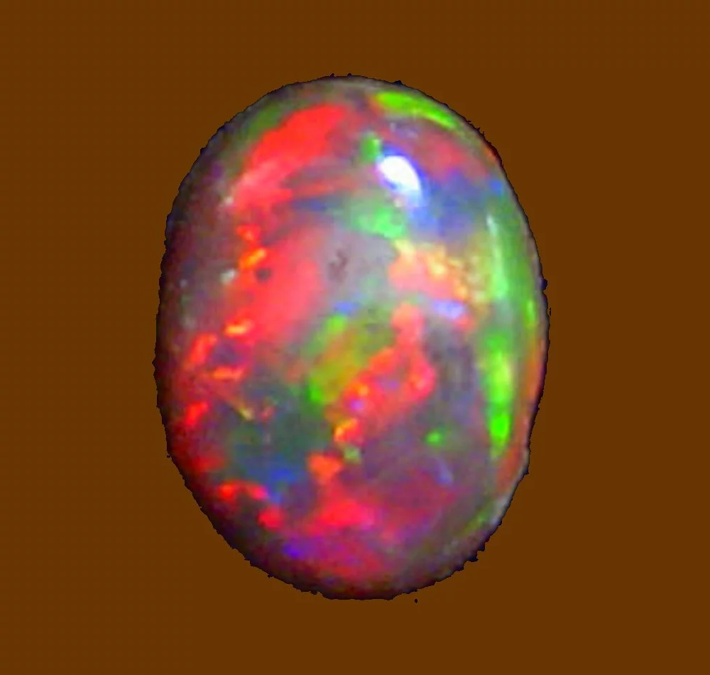 The black opal is a dense matrix of submicron silica spheres which produce the famous "play of fire" when illuminated (Photo: Dharma Mulia)