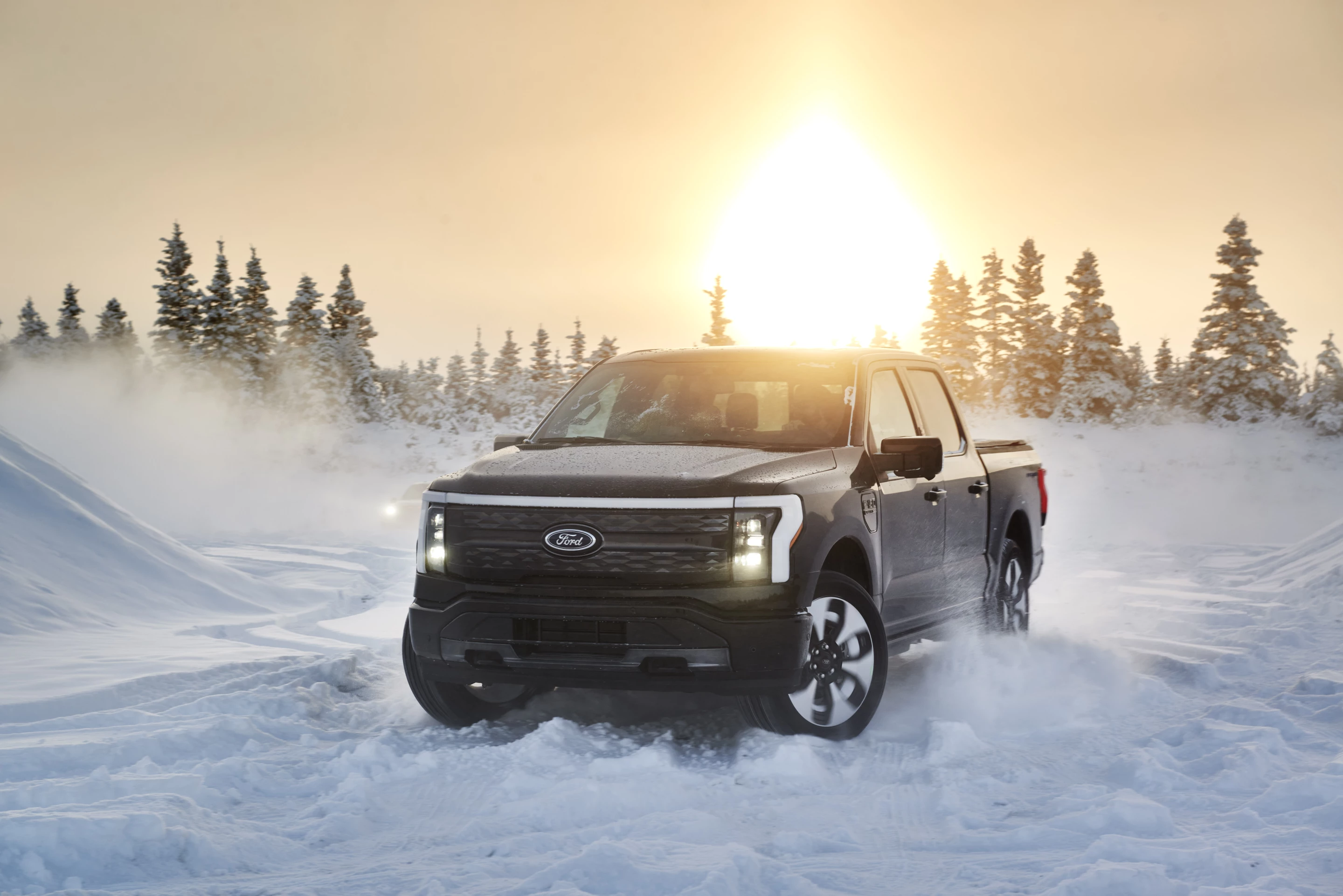 A pre-production F-150 Lightning does some cold-weather testing in Alaska