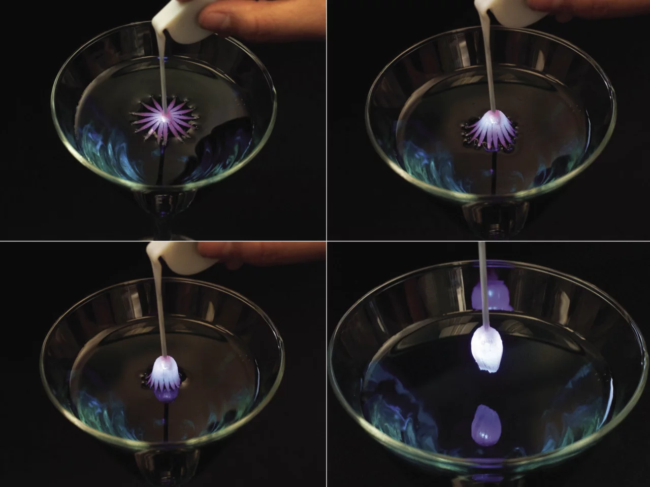 Floral pipettes with an LED in the center dispense alcohol with Mother Nature's style (Photo: Nick Wiltse)