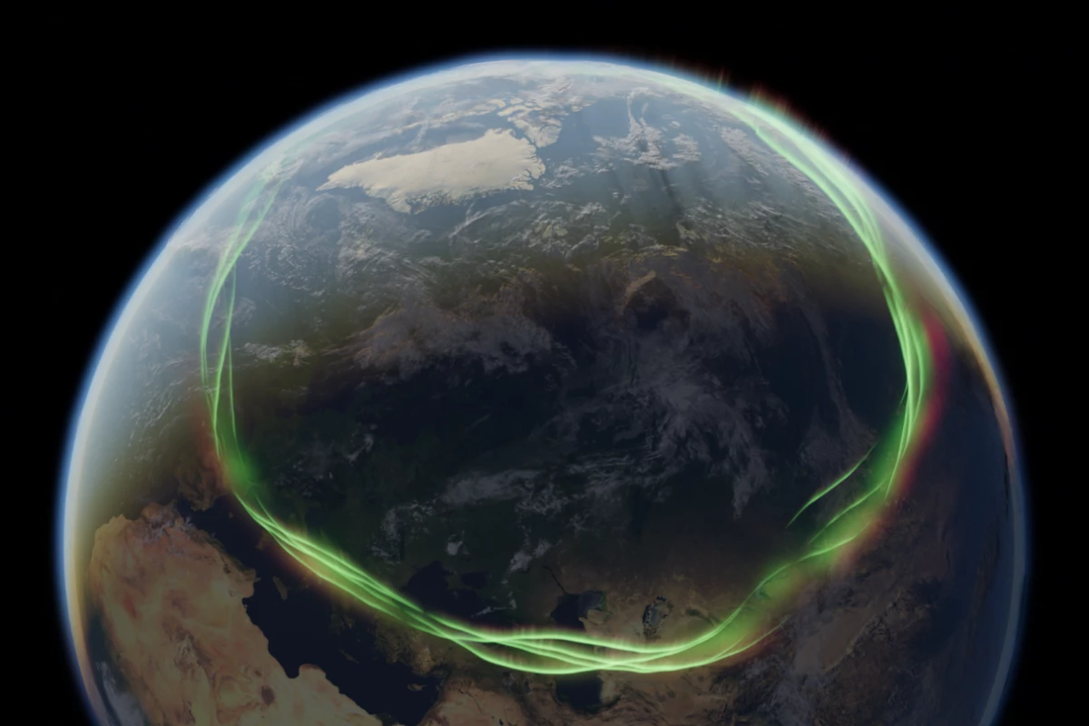 An artistic impression of what the aurora might have looked like 41,000 years ago during the Earth's polar reversal