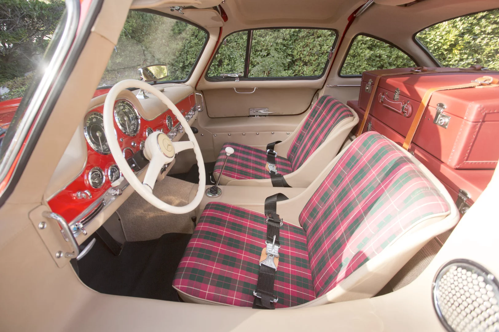 The tartan seats in the 300SL are a perfect period touch