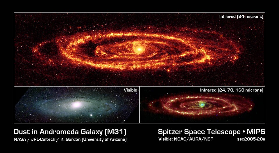 Infrared images of the Andromeda galaxy taken by NASA's Spitzer Space Telescope in 2005 (Image: NASA)