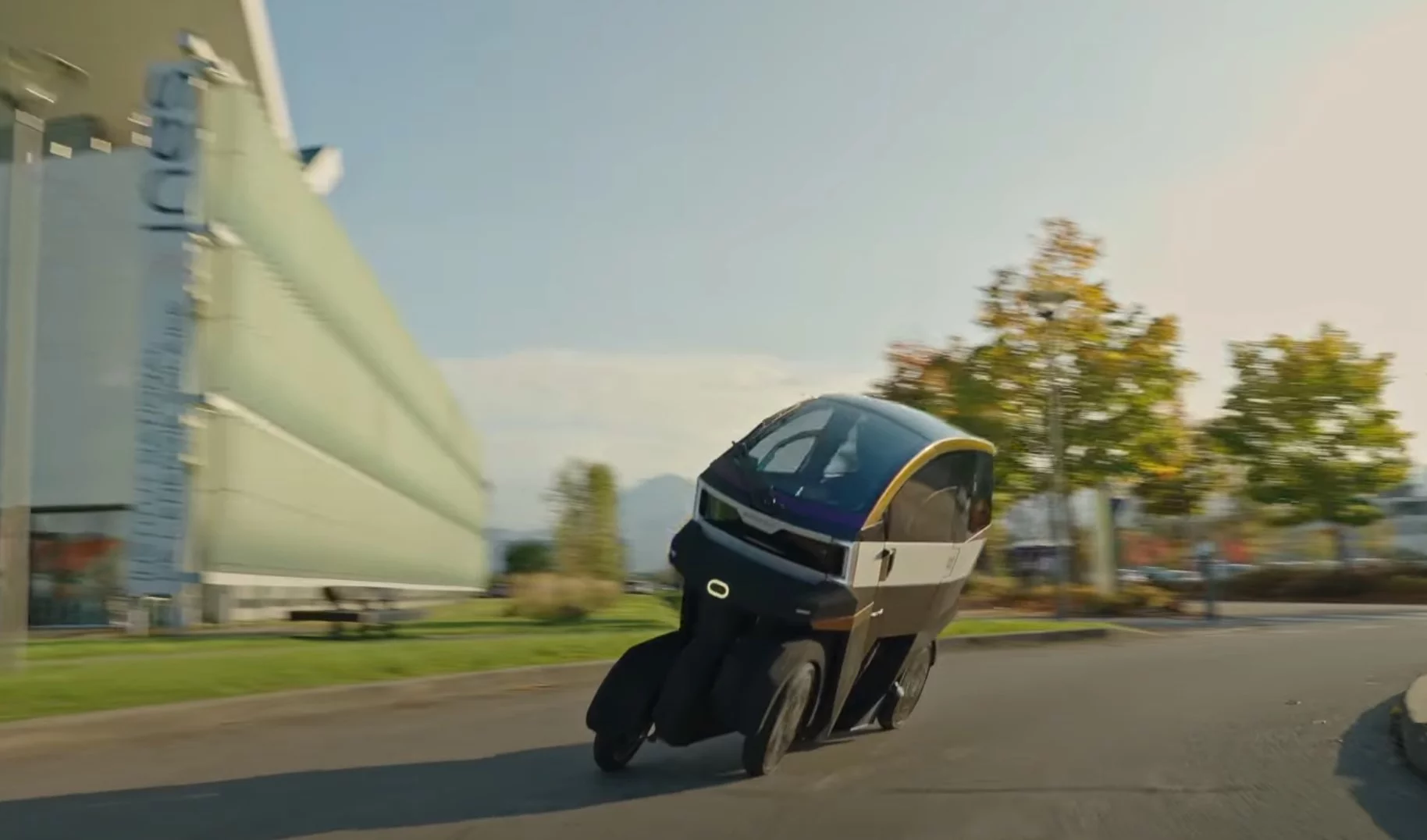 The AEMotion tilting electric vehicle's maximum tilt angle is 35 degrees