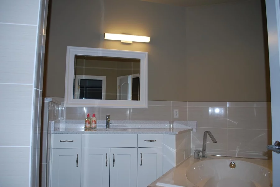 A bathroom in one of the shelter condos