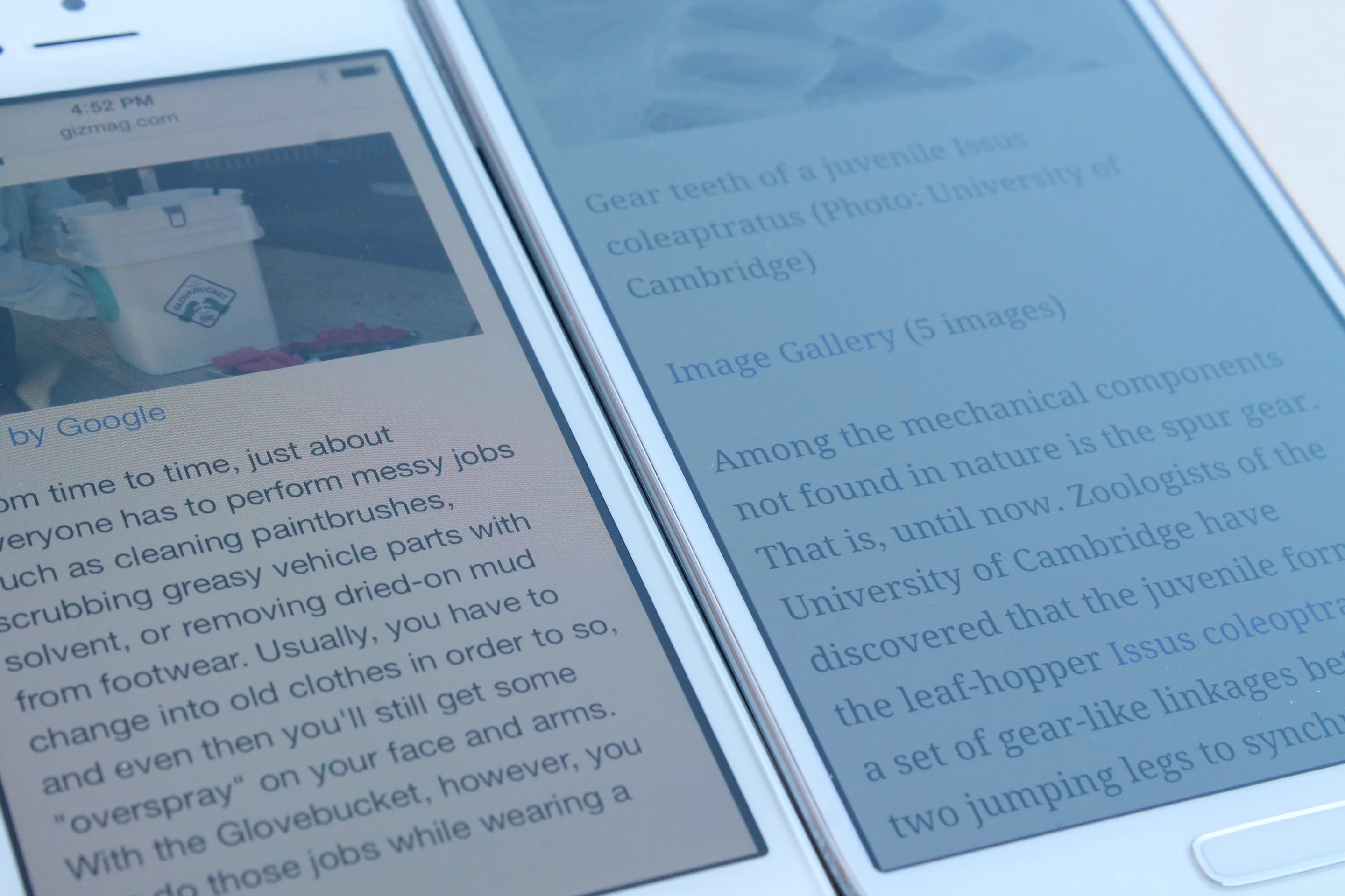 Text is crisp on both devices, but the GS4's screen packs in many more pixels