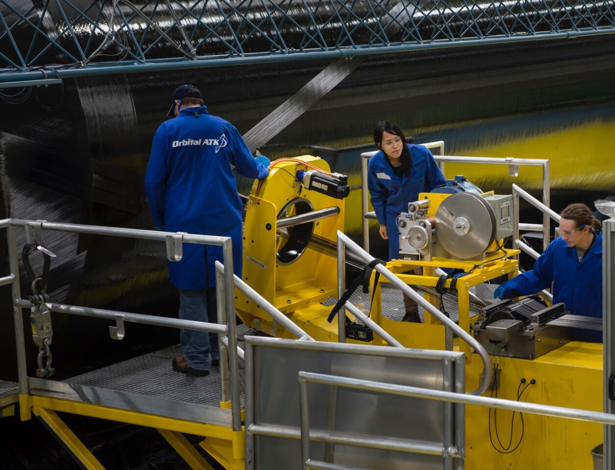 The solid-fuel rocket motor case from Orbital ATK