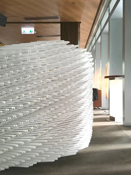 The material creates a unique rippled texture