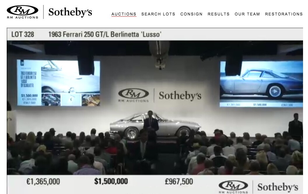 This 1963 Ferrari 250 GT/L Berlinetta 'Lusso' sold for $1,815,000