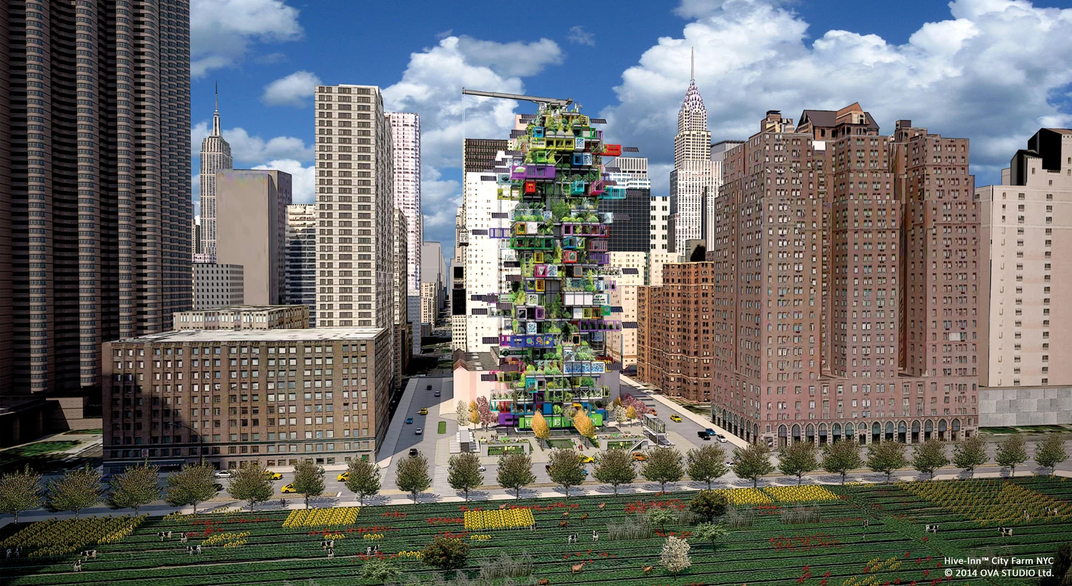 The Hive-Inn City Farm is a concept by OVA Studio aimed at re-localizing food production