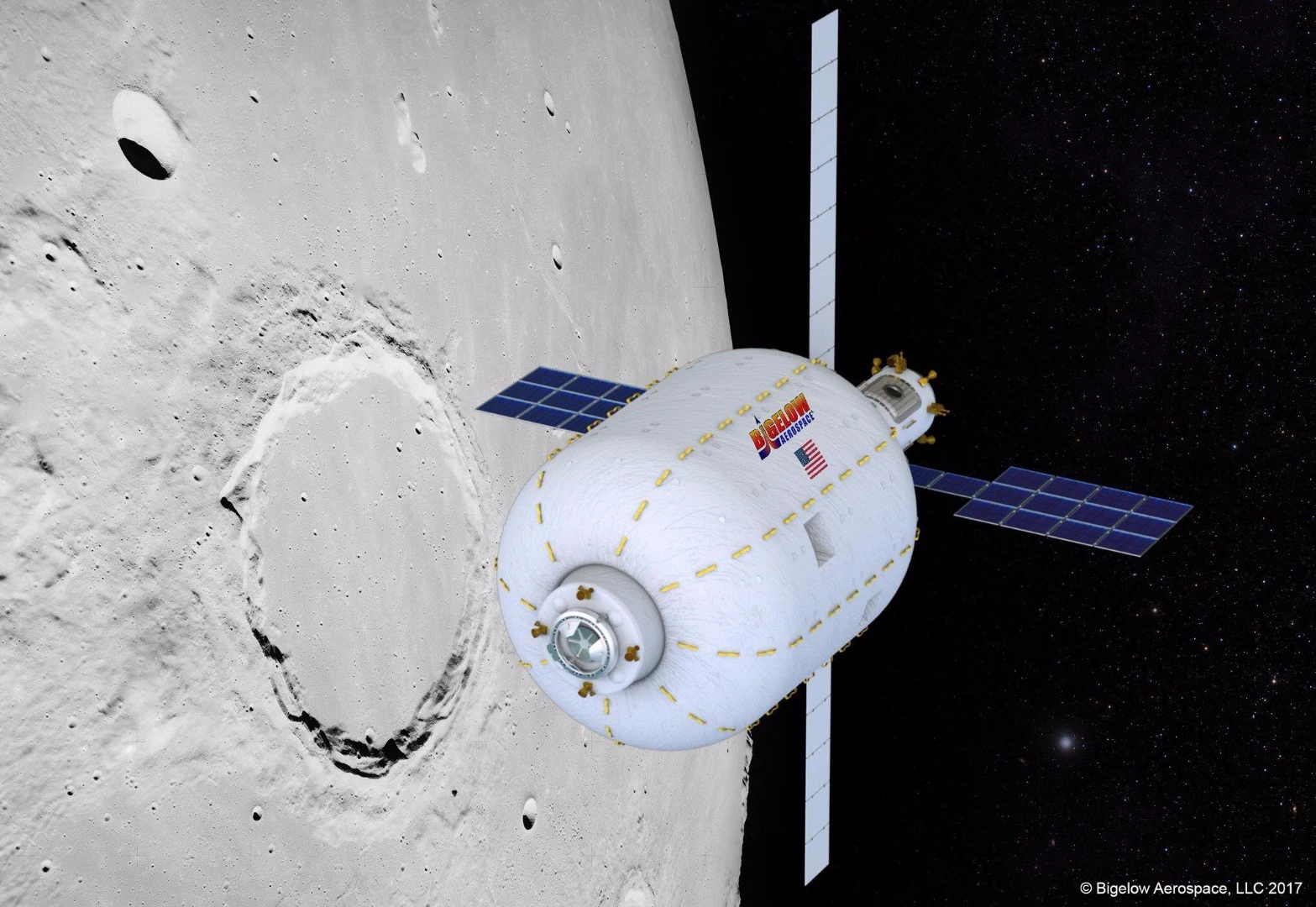 The plan is to place a Bigelow B330 inflatable habitat in lunar orbit by 2022