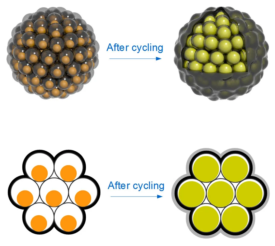 By applying another coat of carbon around the cluster, the team created a stable and more efficient highway for electrical currents
