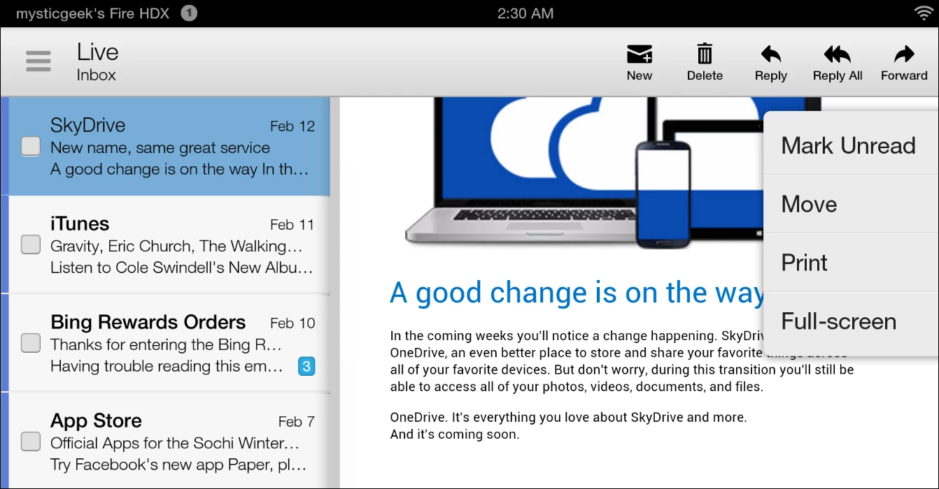 Each app that supports printing will have its own print button