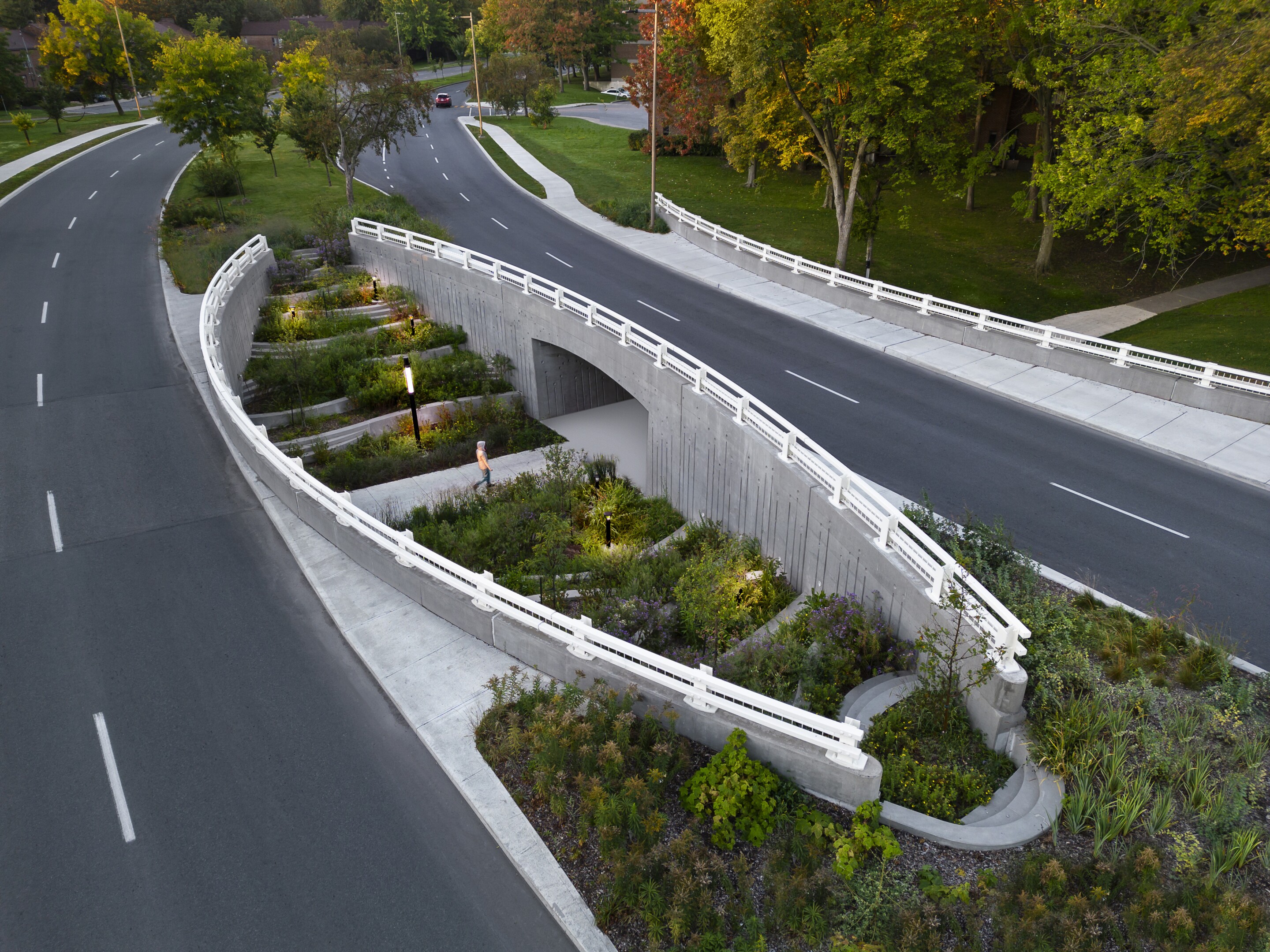 The Darwin Bridges are located on Montreal's Nuns' Island and replace a pair of bridges that previously stood on the site for almost 60 years