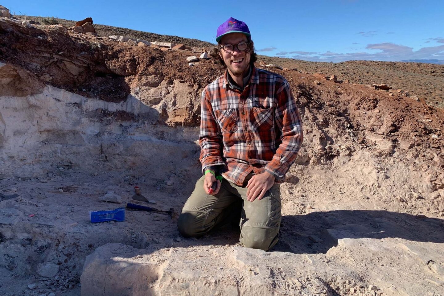 Assistant Professor of Geology Scott Evans excavating in South Australia’s outback
