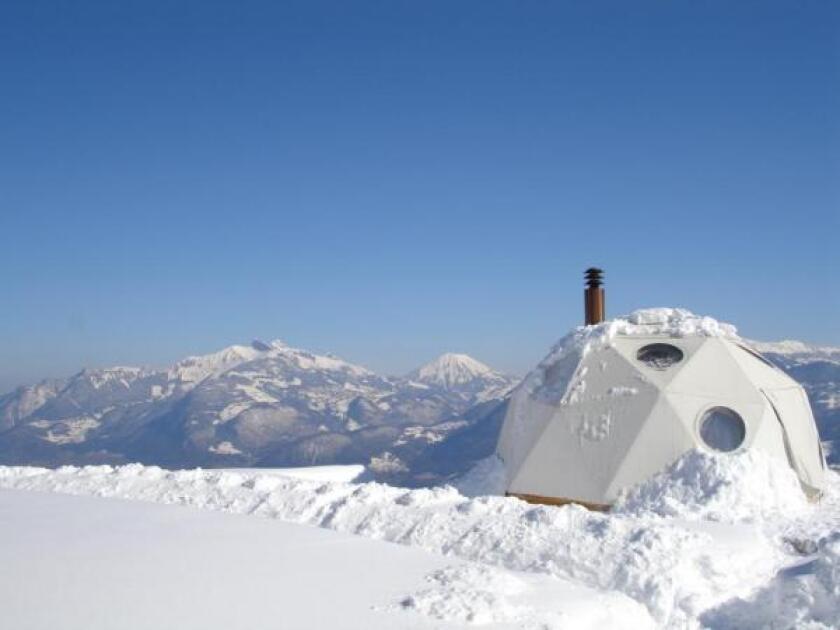 The Whitepod resort offers a novel approach to exploring the Swiss Alps, with 15 domes pitched on wooden platforms (image from Whitepod)