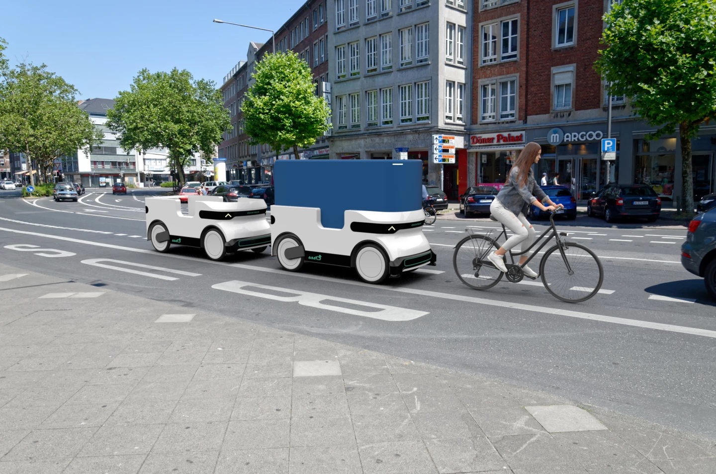 A rendering of the Ducktrain system in use