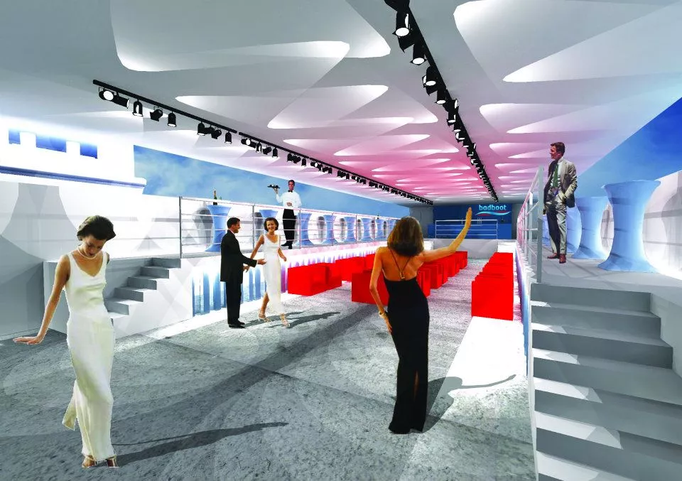 Though the main feature is clearly the 40-meter (131-foot) long pool itself (which, come winter, will be put to more seasonal use as an ice rink), the facility will include two events venues, a restaurant, cocktail bar (in the ferry's converted bridge), not to mention the various exterior decks and terraces