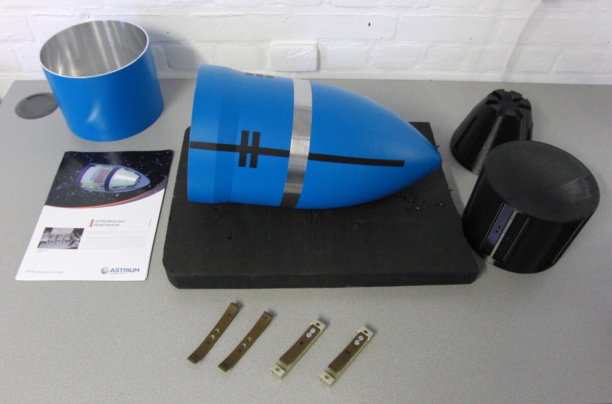 The assembled penetrator and components (Image: Astrium)