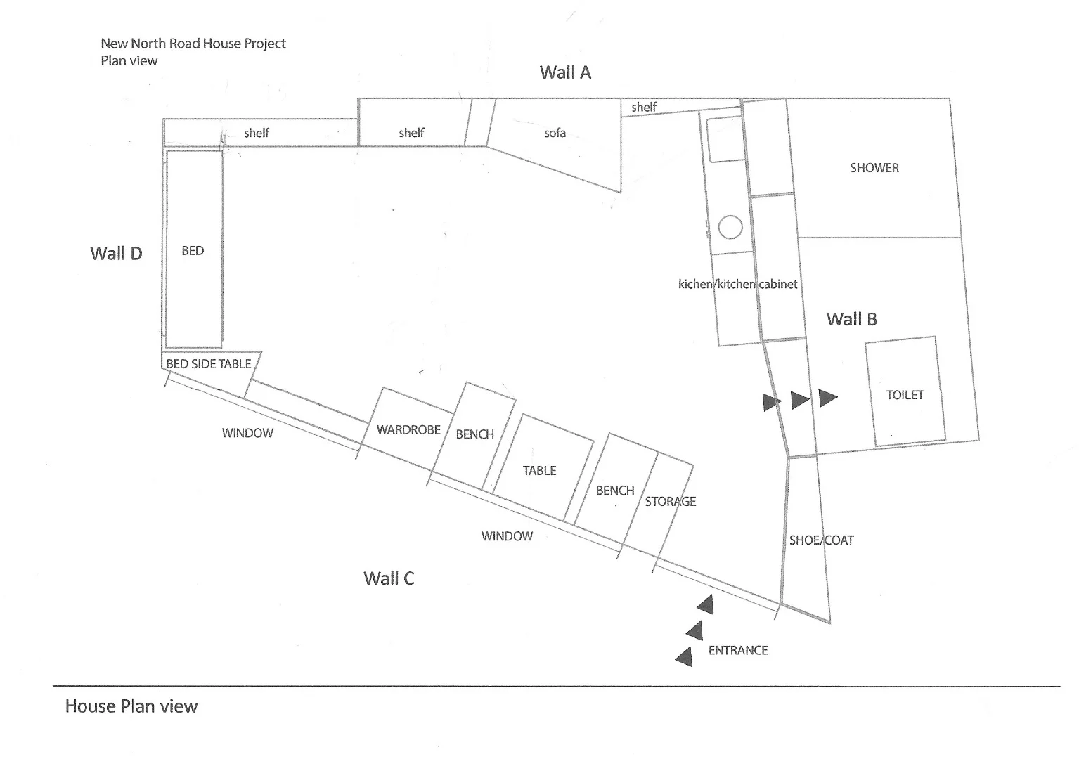 Architectural drawing of the 13 sq Meter House