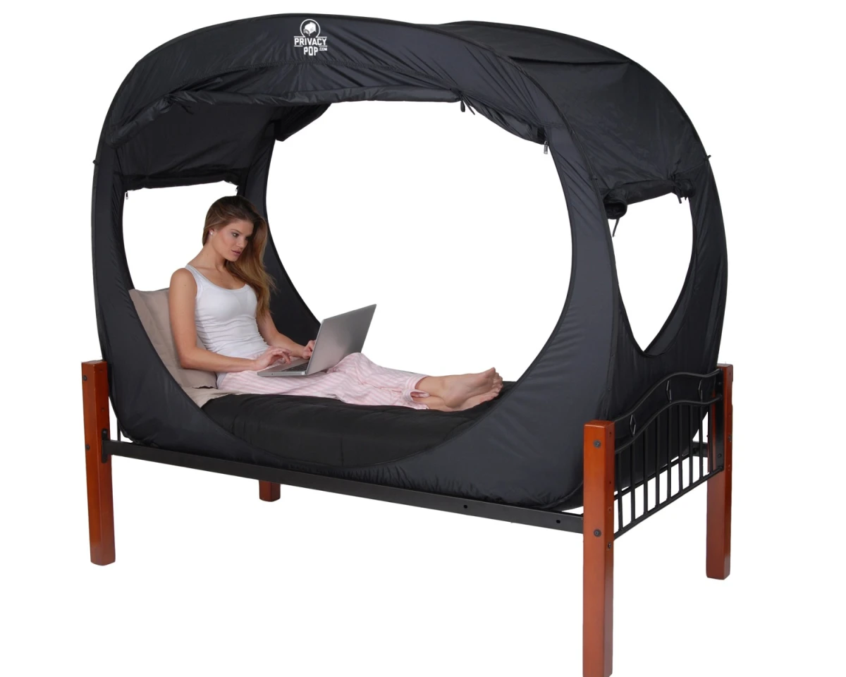 The Privacy Pop includes zippered windows for ventilation and light