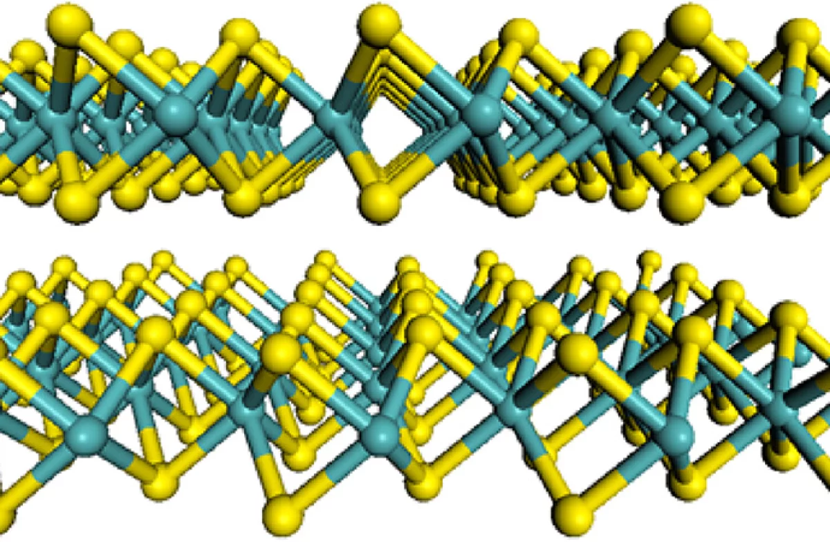 Structure of 2D molybdenum disulfide (Image: Wang et al. / MIT)