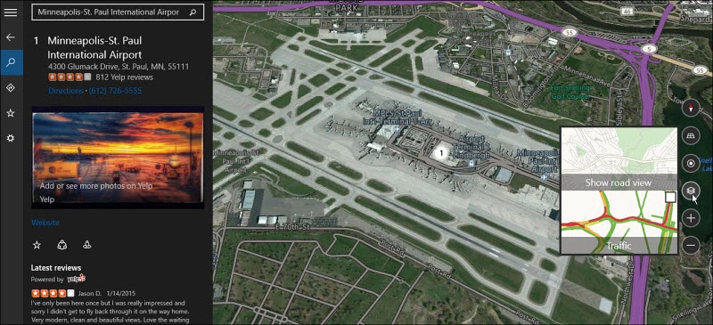 The Maps app has more features in this version of Windows 10