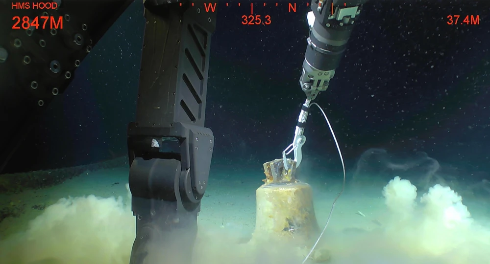 The bell of HMS Hood recovered after 74 years