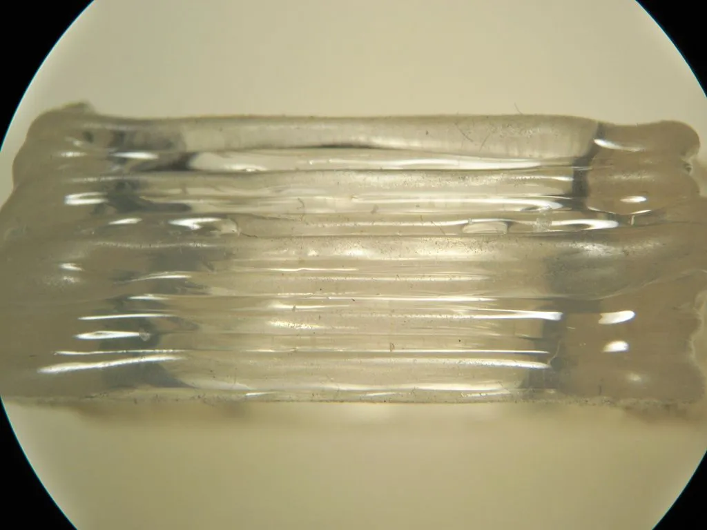 A block 3D-printed by the LEGObot with hot glue