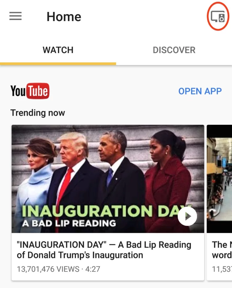 If the Google Home app can't find your Chromecast by itself, tap the Devices button (circled) to manually seek it out
